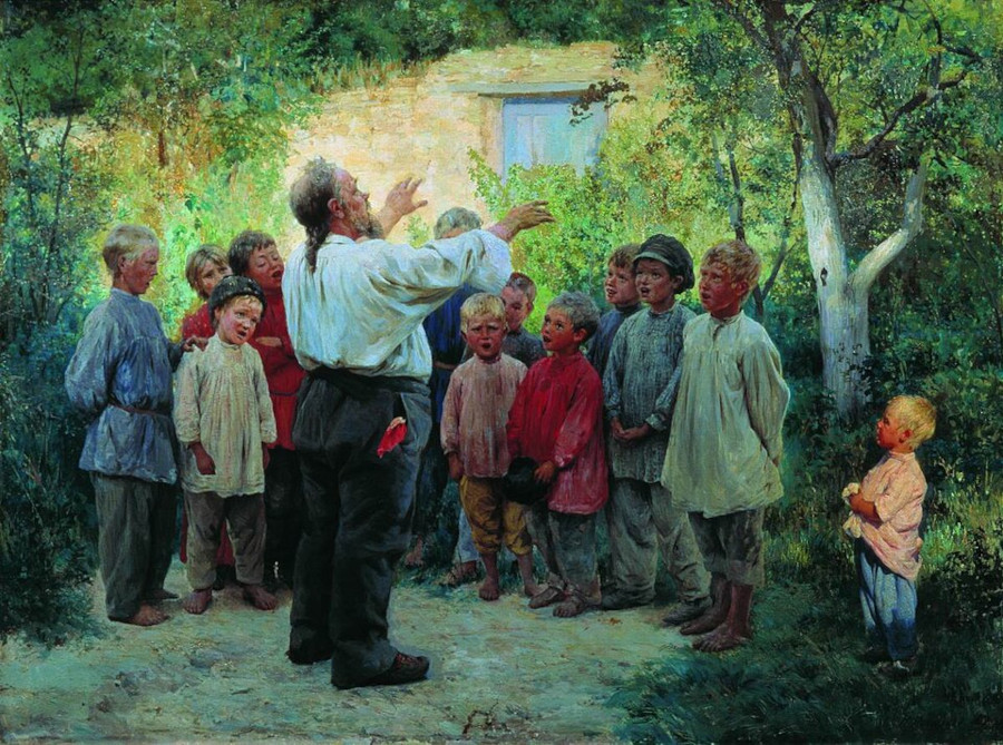 Николай Александрович Ярошенко.  Деревенский хор. Спевка