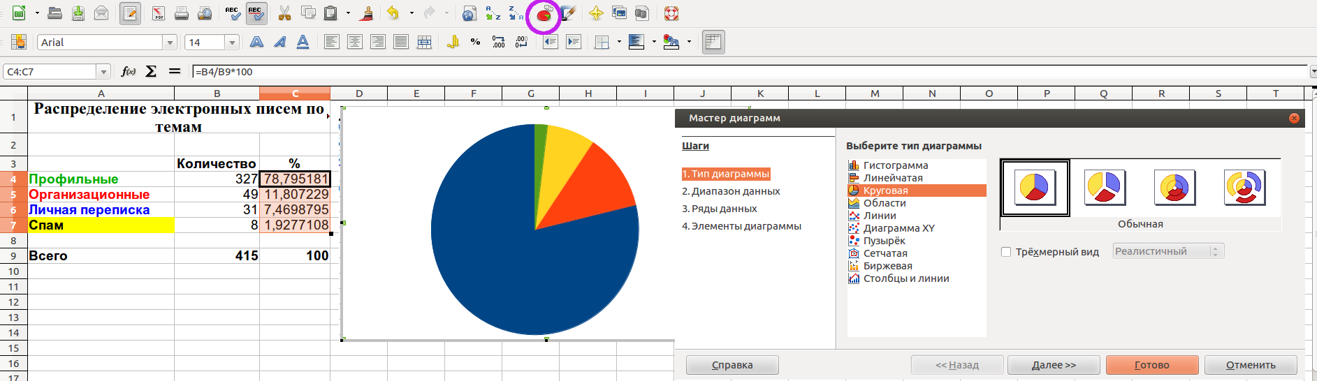 Libreoffice построение диаграмм